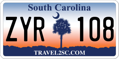 SC license plate ZYR108
