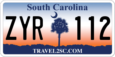 SC license plate ZYR112