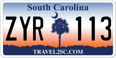 SC license plate ZYR113