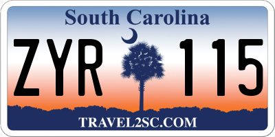 SC license plate ZYR115
