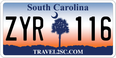 SC license plate ZYR116