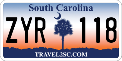 SC license plate ZYR118
