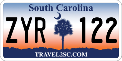 SC license plate ZYR122