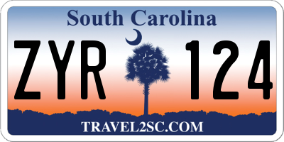 SC license plate ZYR124