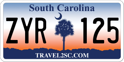 SC license plate ZYR125