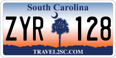 SC license plate ZYR128