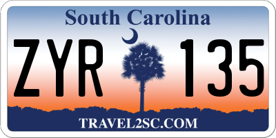 SC license plate ZYR135