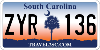 SC license plate ZYR136
