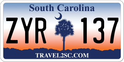 SC license plate ZYR137