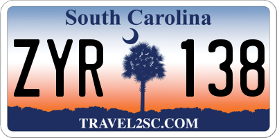 SC license plate ZYR138