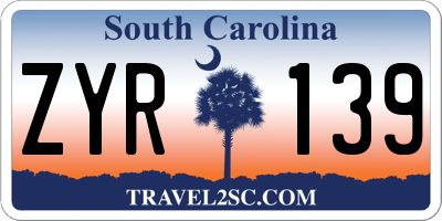 SC license plate ZYR139