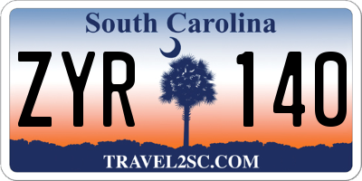 SC license plate ZYR140