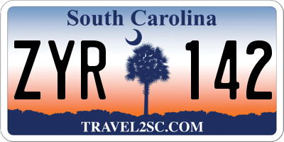 SC license plate ZYR142