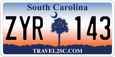SC license plate ZYR143