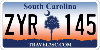 SC license plate ZYR145