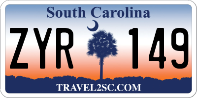 SC license plate ZYR149