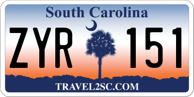 SC license plate ZYR151