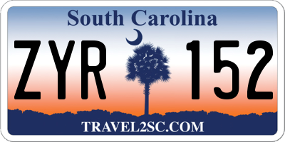 SC license plate ZYR152