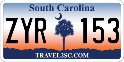 SC license plate ZYR153