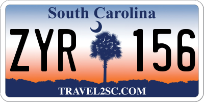 SC license plate ZYR156