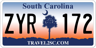 SC license plate ZYR172