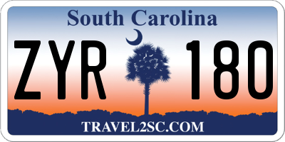 SC license plate ZYR180