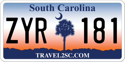 SC license plate ZYR181