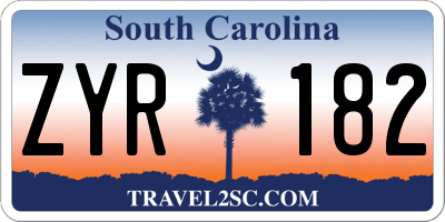 SC license plate ZYR182