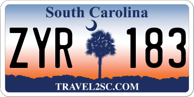 SC license plate ZYR183