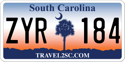 SC license plate ZYR184