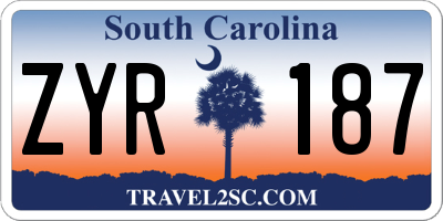 SC license plate ZYR187