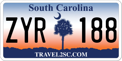 SC license plate ZYR188