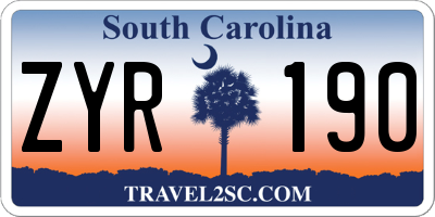 SC license plate ZYR190