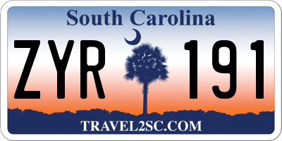 SC license plate ZYR191