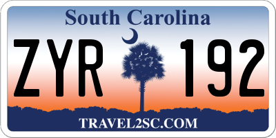 SC license plate ZYR192