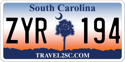 SC license plate ZYR194