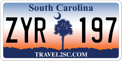 SC license plate ZYR197