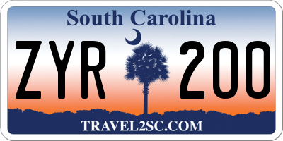 SC license plate ZYR200