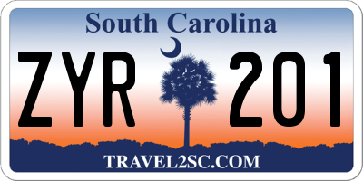 SC license plate ZYR201