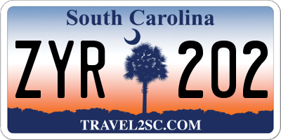 SC license plate ZYR202