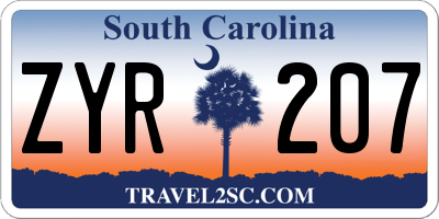 SC license plate ZYR207