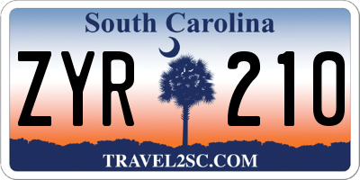 SC license plate ZYR210
