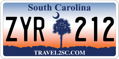 SC license plate ZYR212