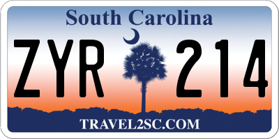 SC license plate ZYR214