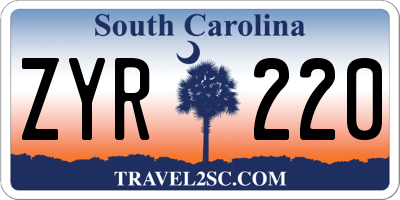 SC license plate ZYR220