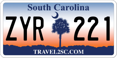 SC license plate ZYR221