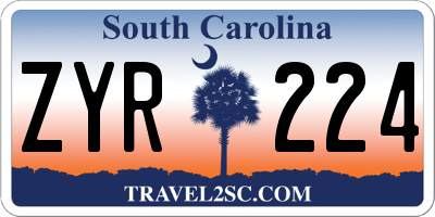 SC license plate ZYR224