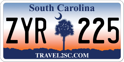 SC license plate ZYR225