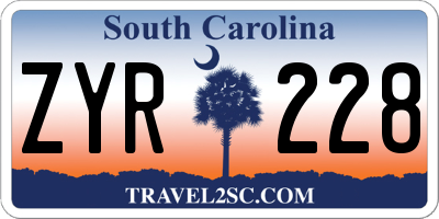 SC license plate ZYR228