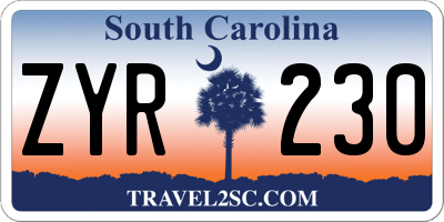 SC license plate ZYR230